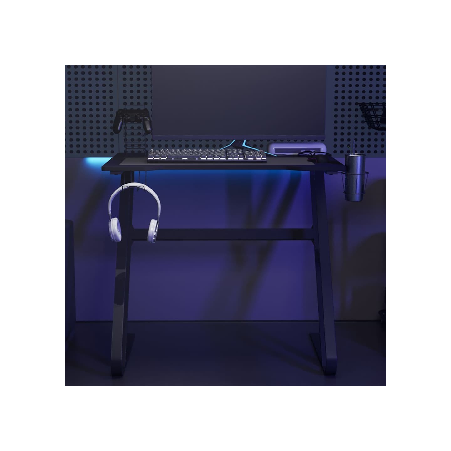 Bureau de jeu avec pieds en forme de ZZ Noir 90x60x75 cm