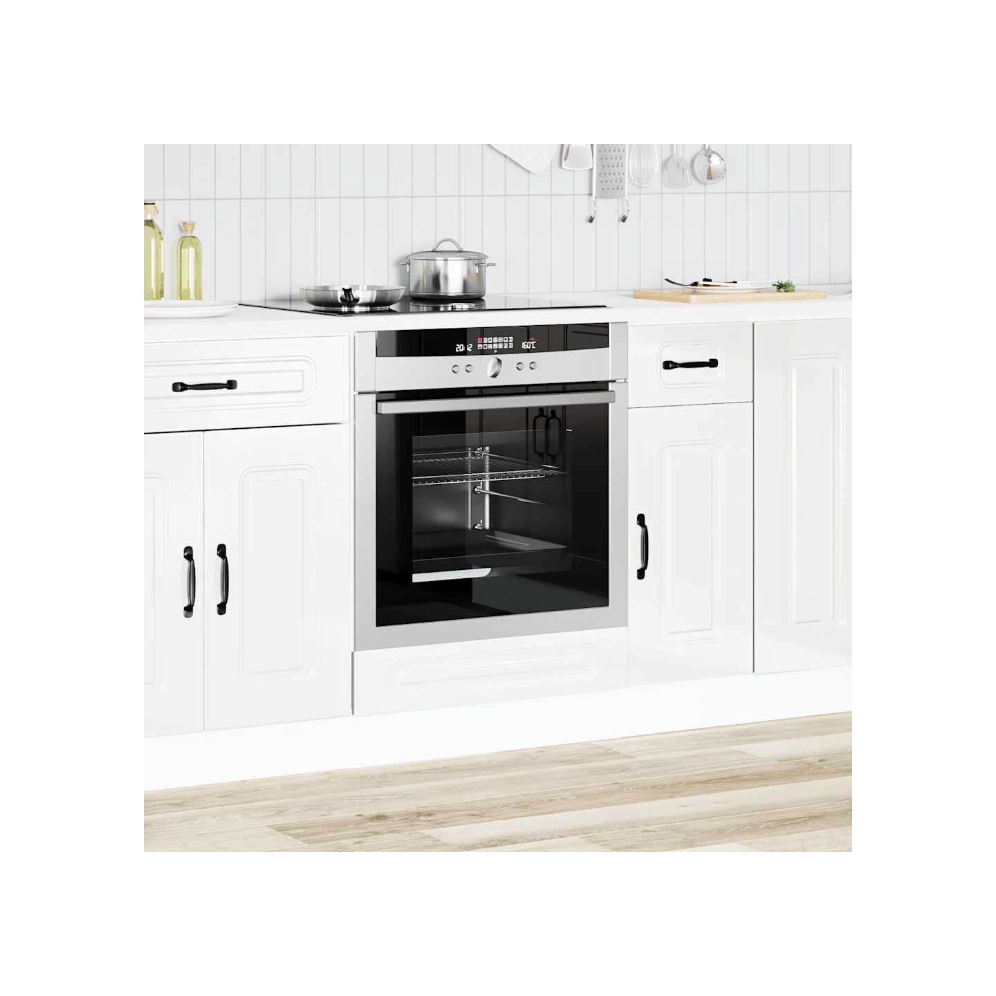 Armoire à four Kalmar blanc brillant bois d'ingénierie