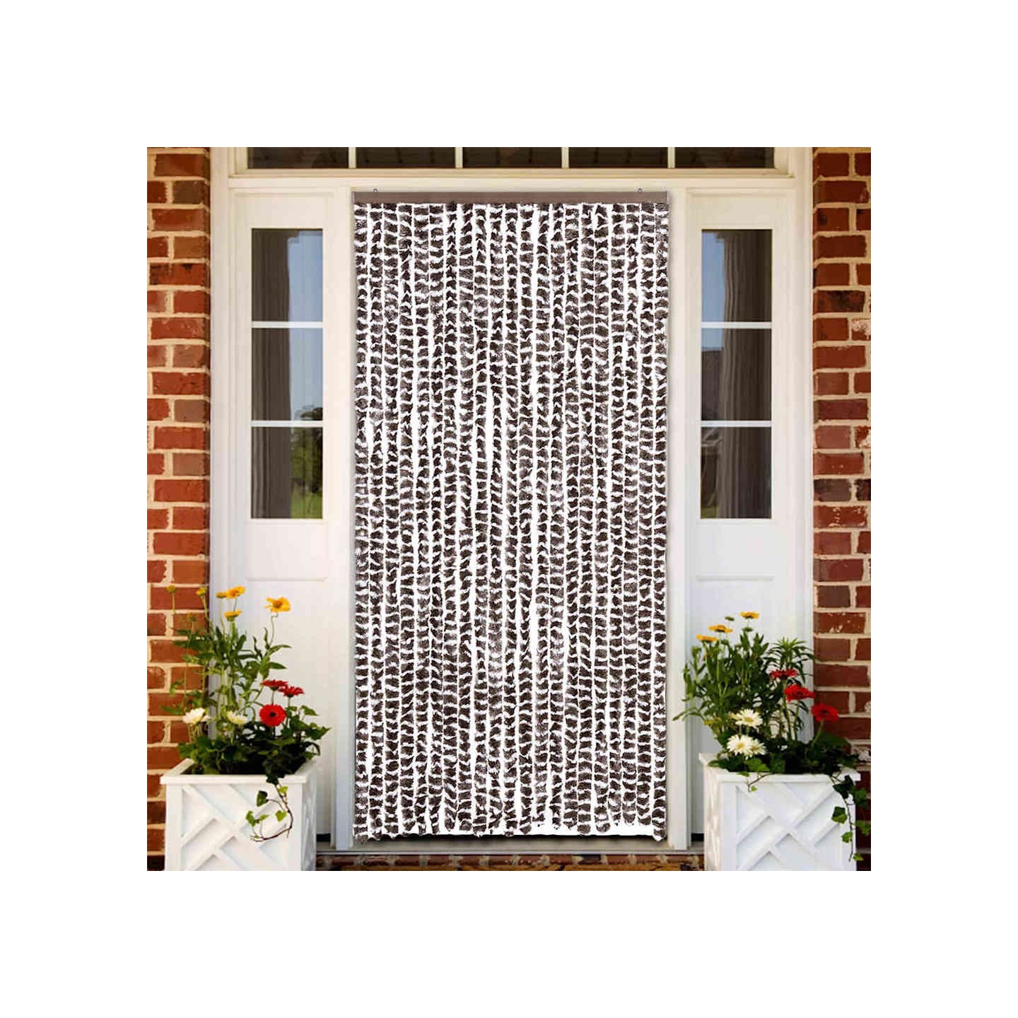 Moustiquaire Marron et blanc 90x220 cm Chenille
