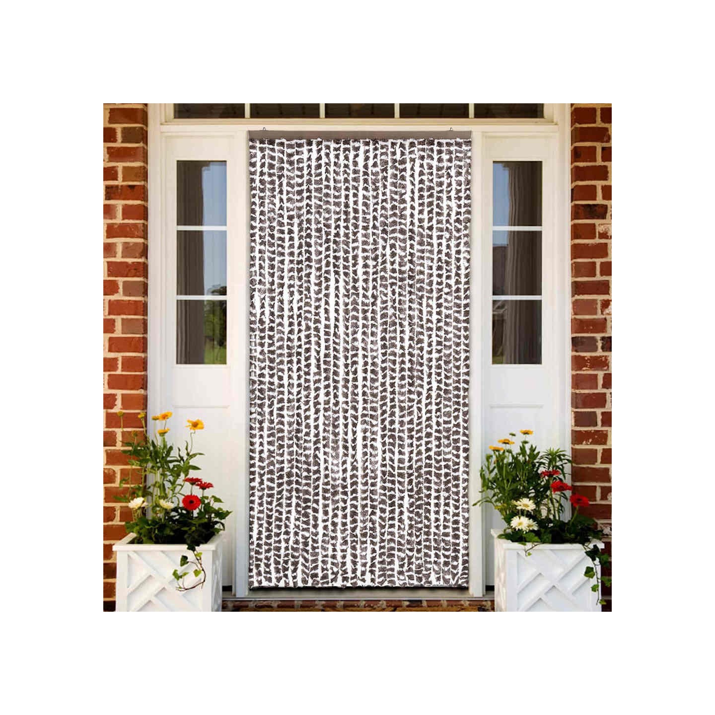 Moustiquaire Taupe et blanc 100x220 cm Chenille