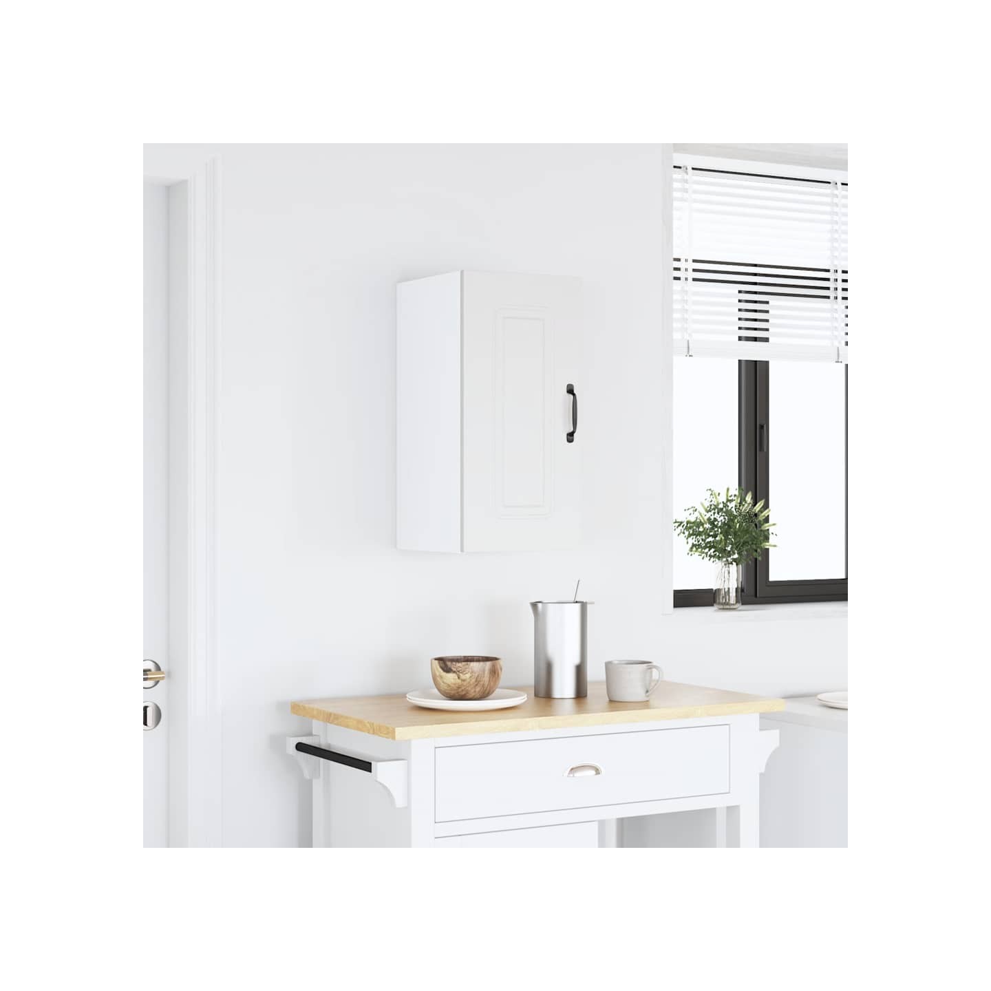 Armoire murale de cuisine Kalmar blanc bois d'ingénierie