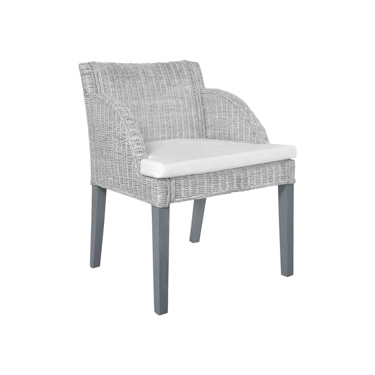 Chaise à manger avec coussin Gris Rotin naturel