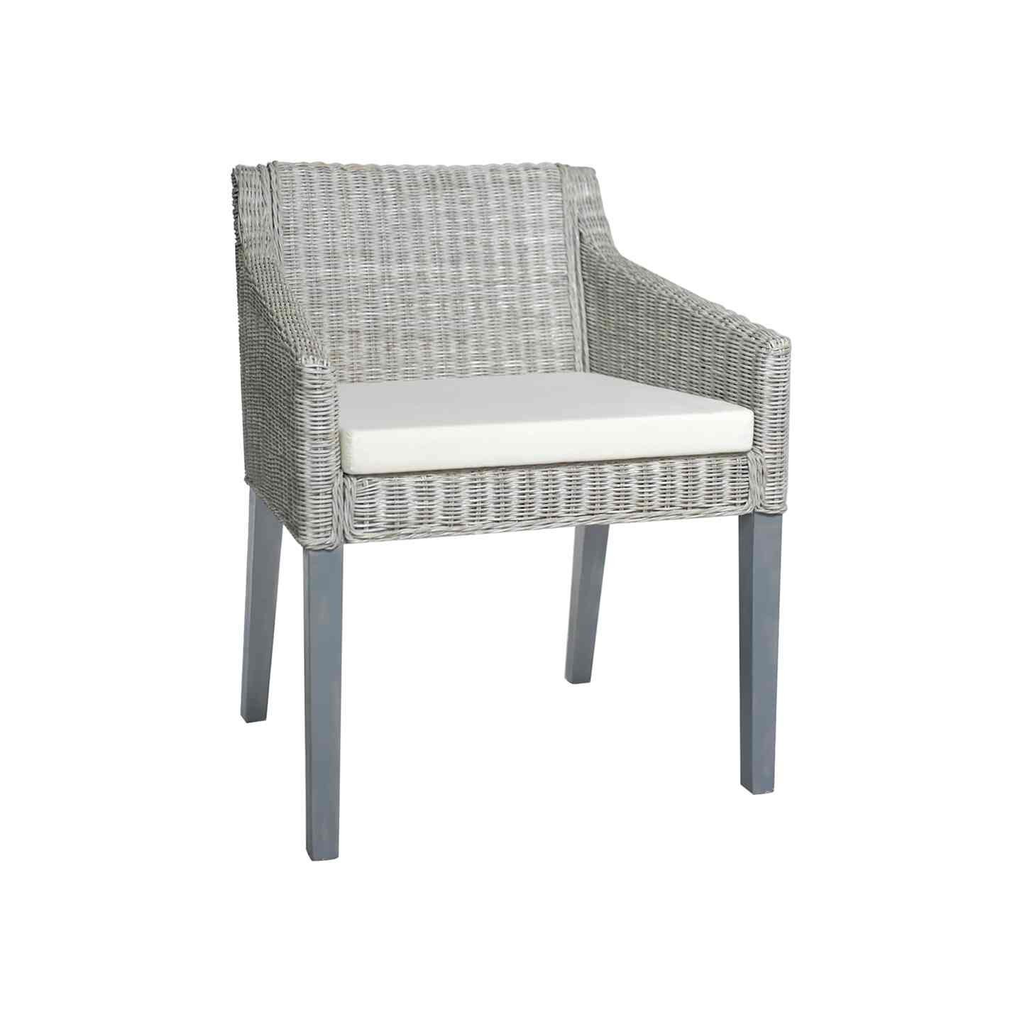 Chaise à manger avec coussin Gris Rotin naturel