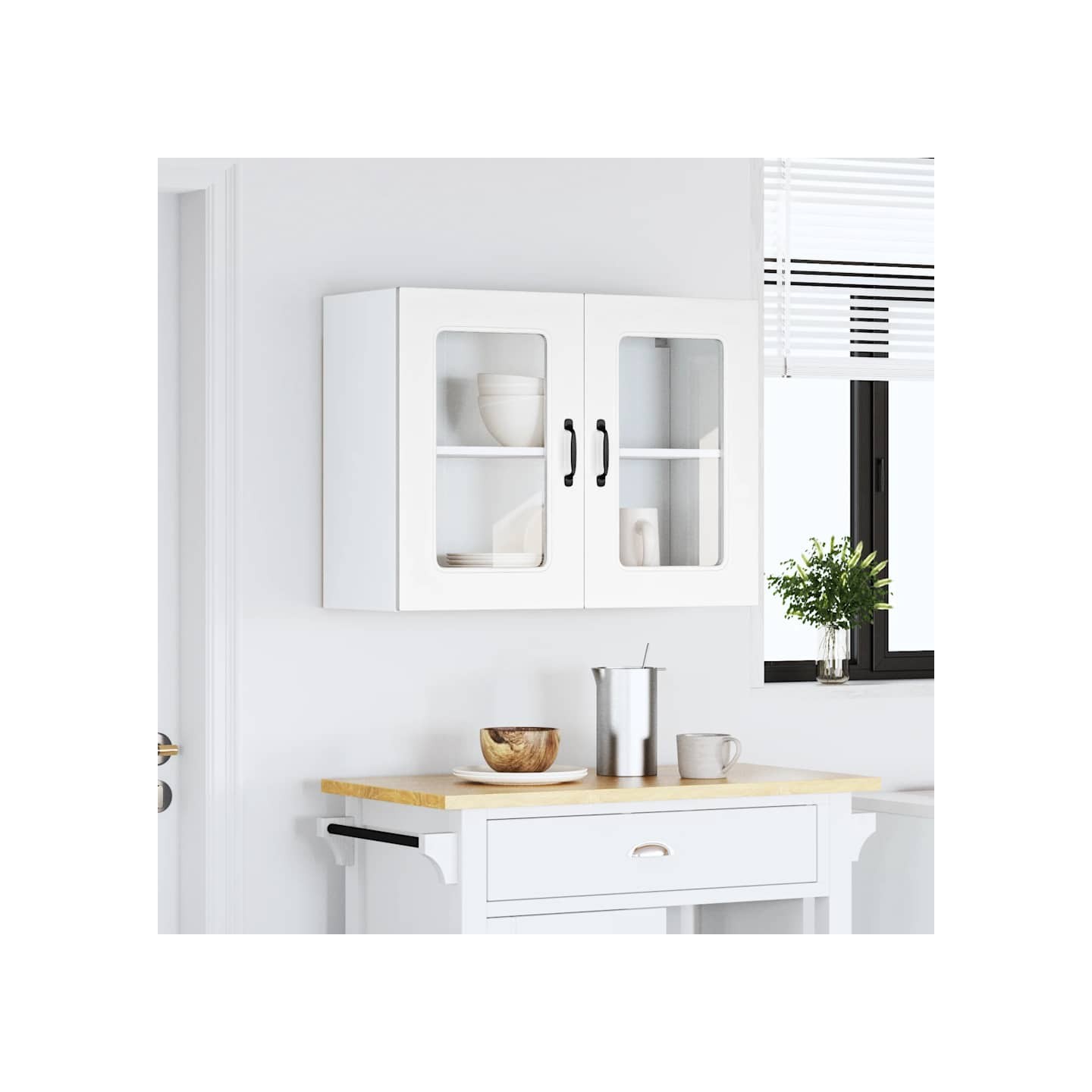 Armoire murale de cuisine avec porte en verre Kalmar blanc