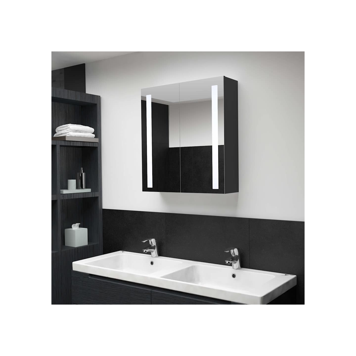 Armoire de salle de bain à miroir LED 62x14x60 cm