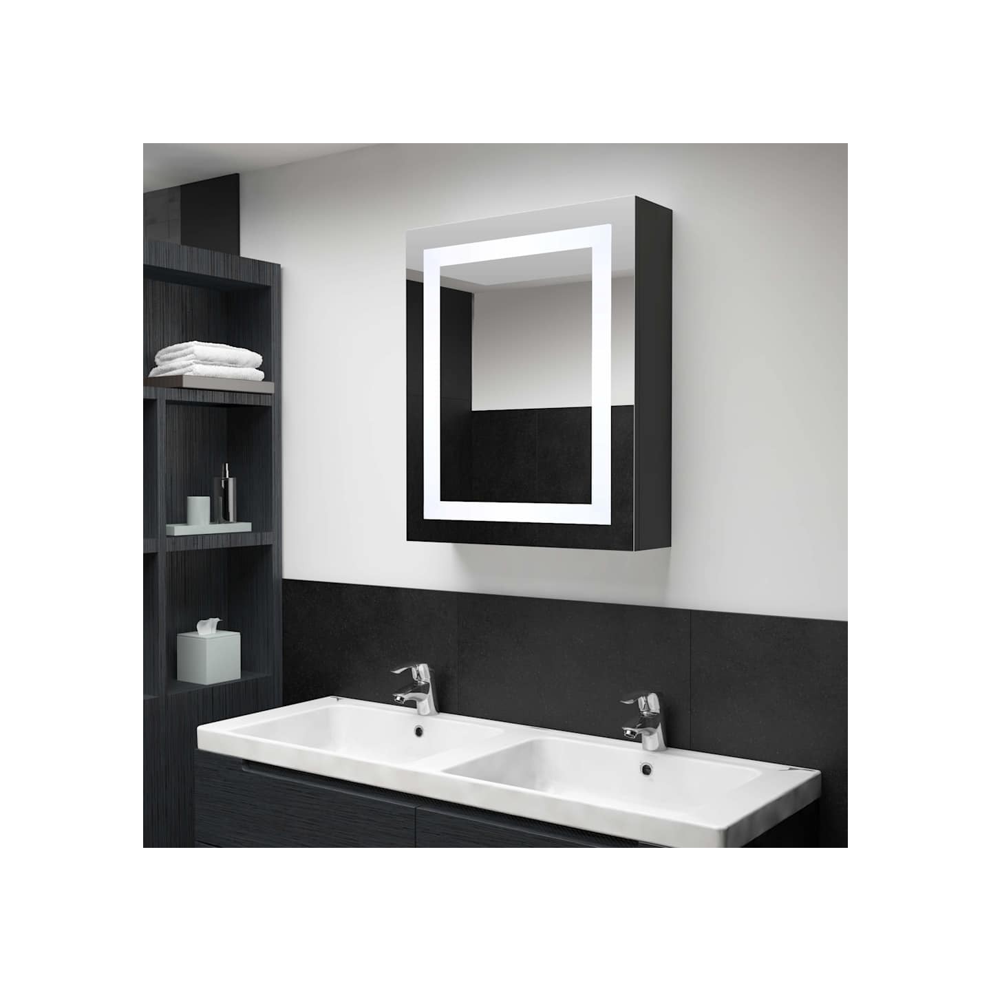 Armoire de salle de bain à miroir LED 50x13x70 cm