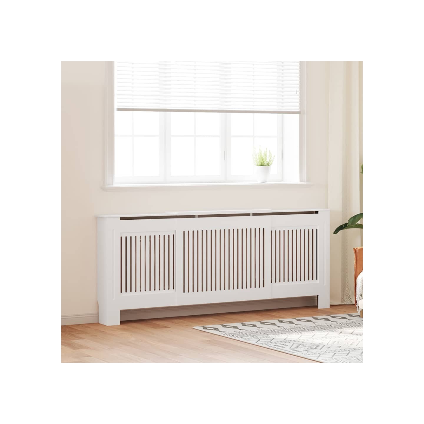 Cache-radiateur bois d'ingénierie Blanc 205 cm