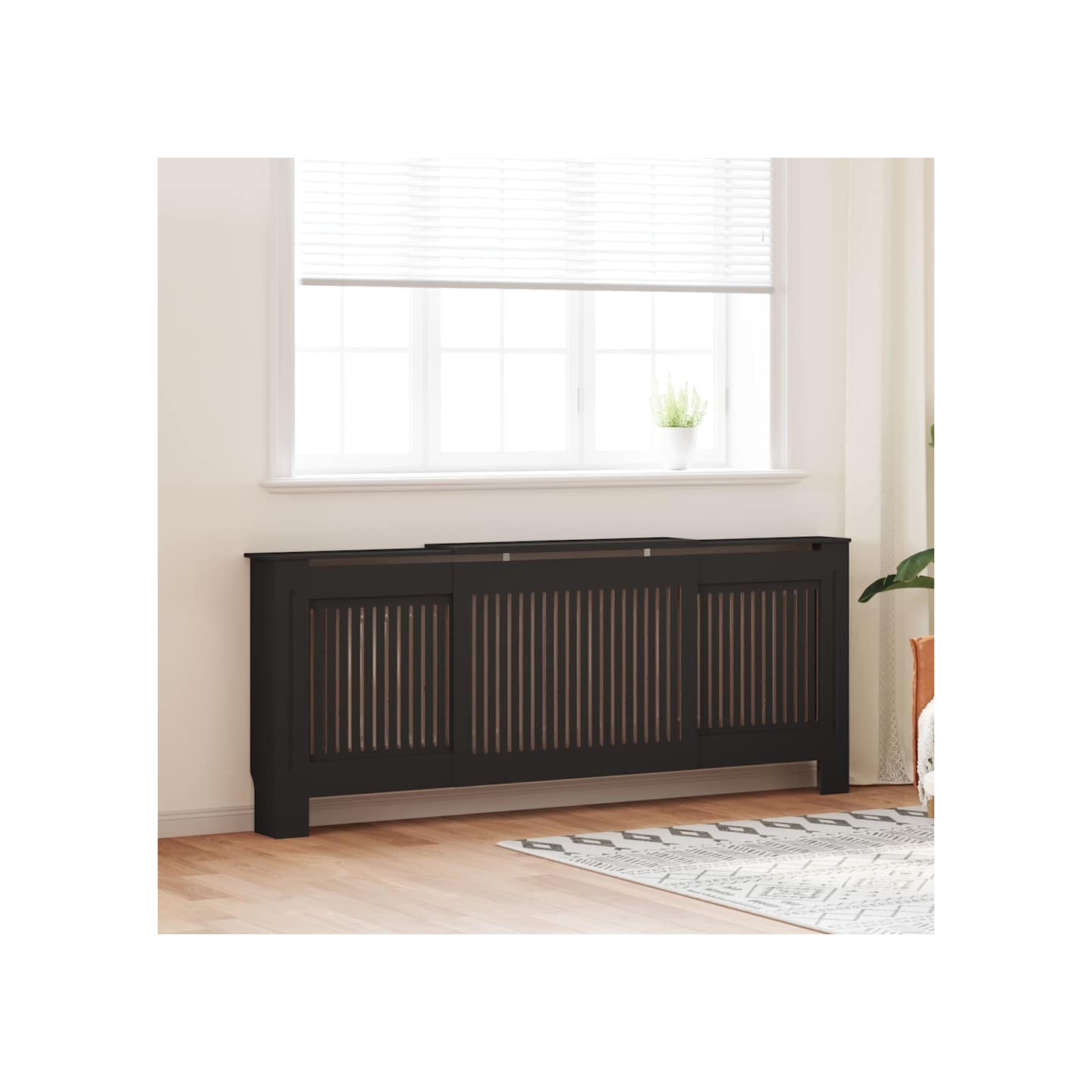 Cache-radiateur bois d'ingénierie Noir 205 cm