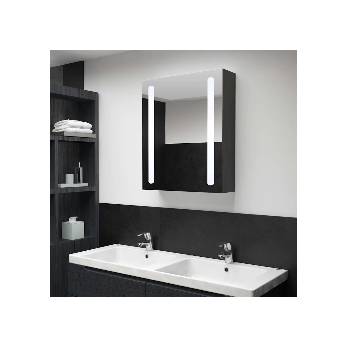 Armoire de salle de bain à miroir LED 50x13x70 cm