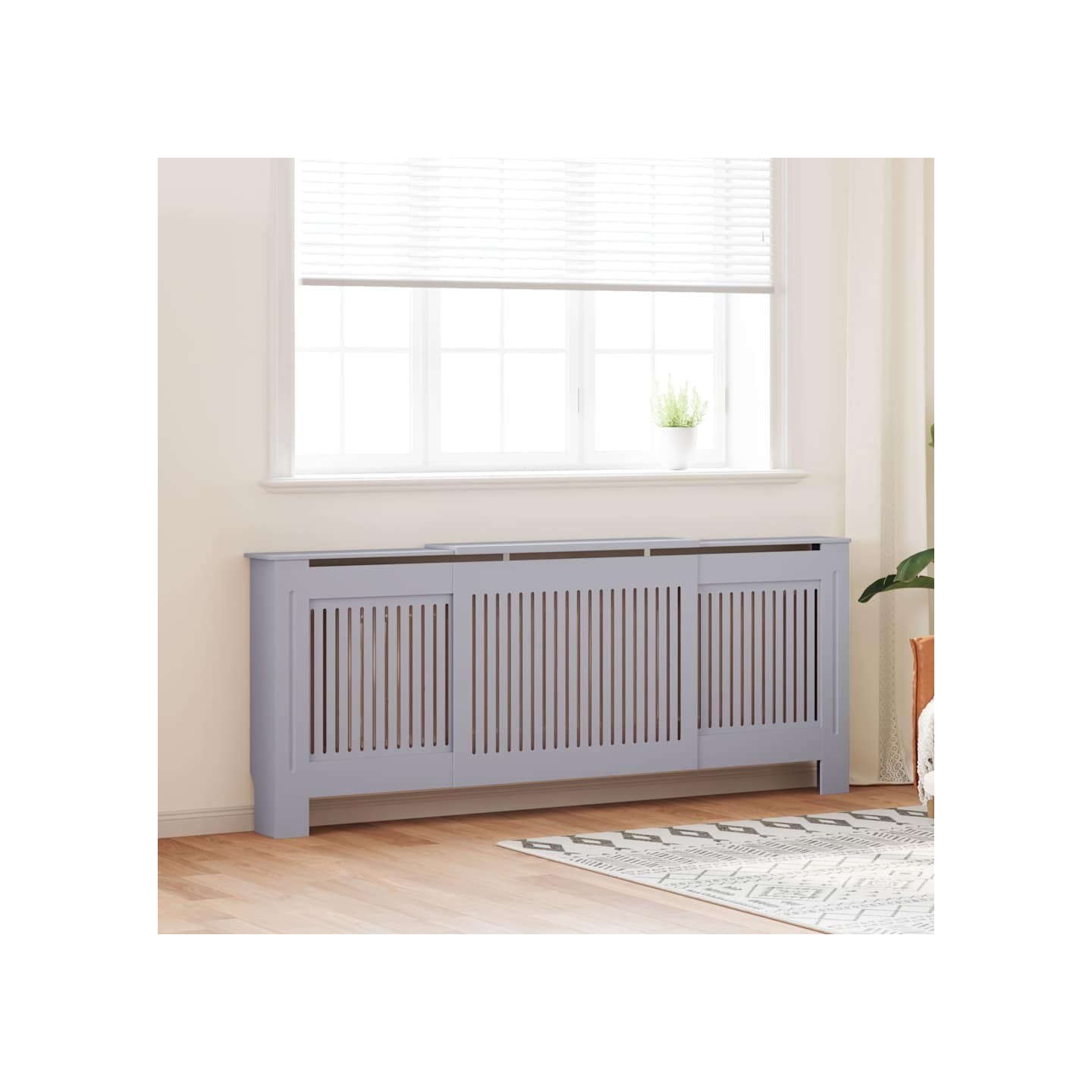 Cache-radiateur bois d'ingénierie Gris 205 cm
