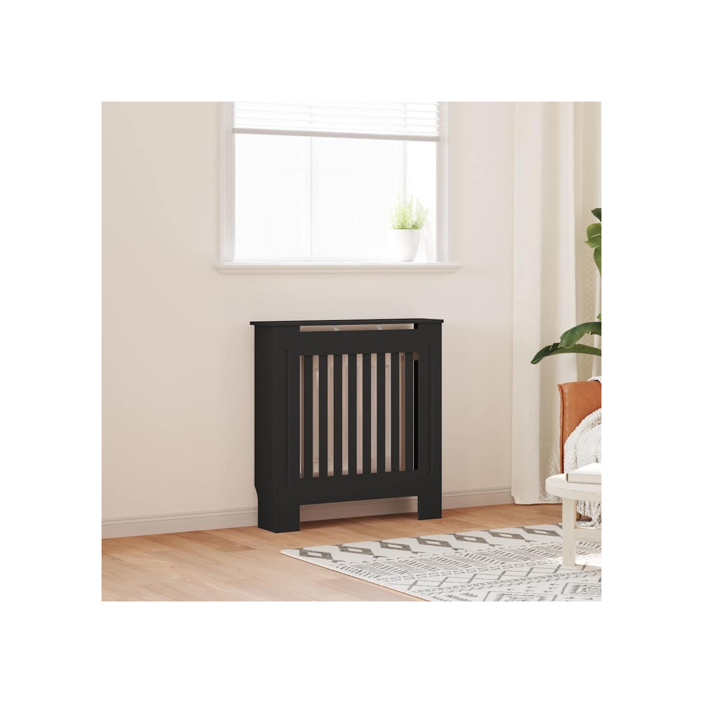 Cache-radiateur bois d'ingénierie Noir 78 cm