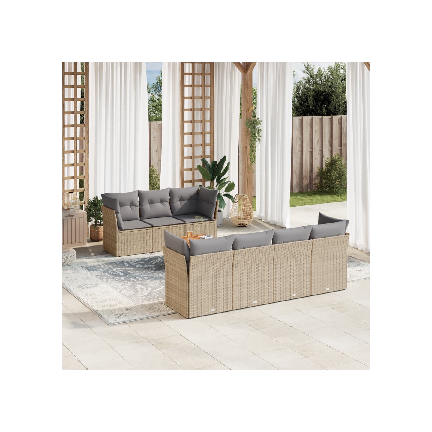 Patio Sofa Set 7 place Mélange de beige et gris