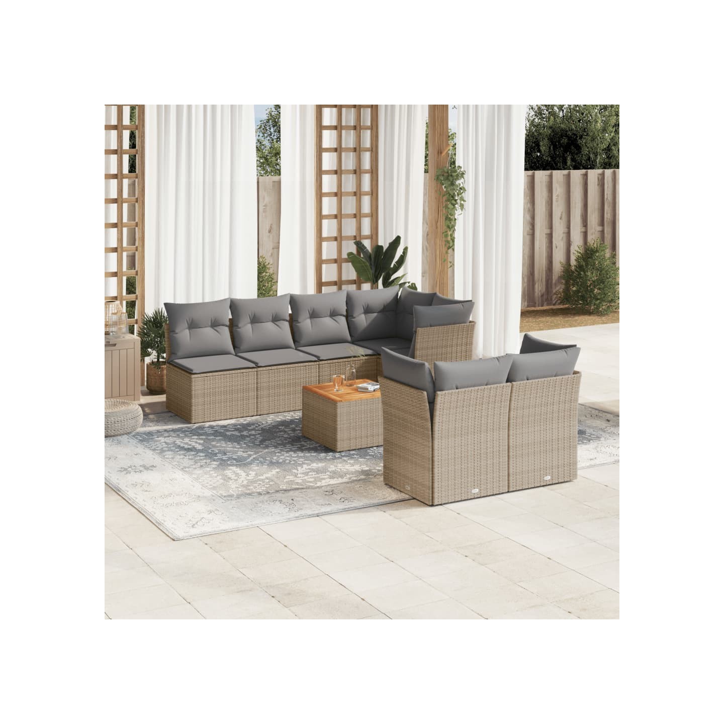 Patio Sofa Set Mélange de beige et gris
