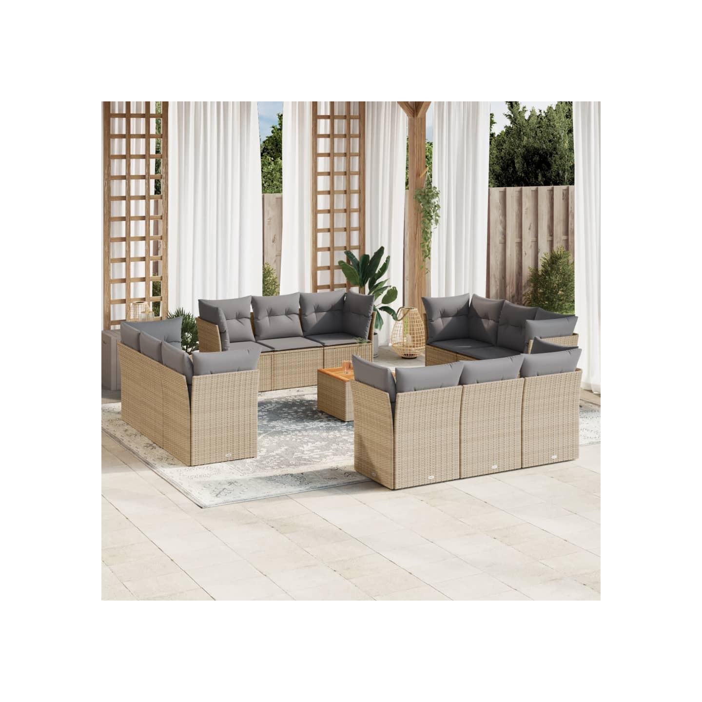 Patio Sofa Set 12 place Mélange de beige et de gris clair