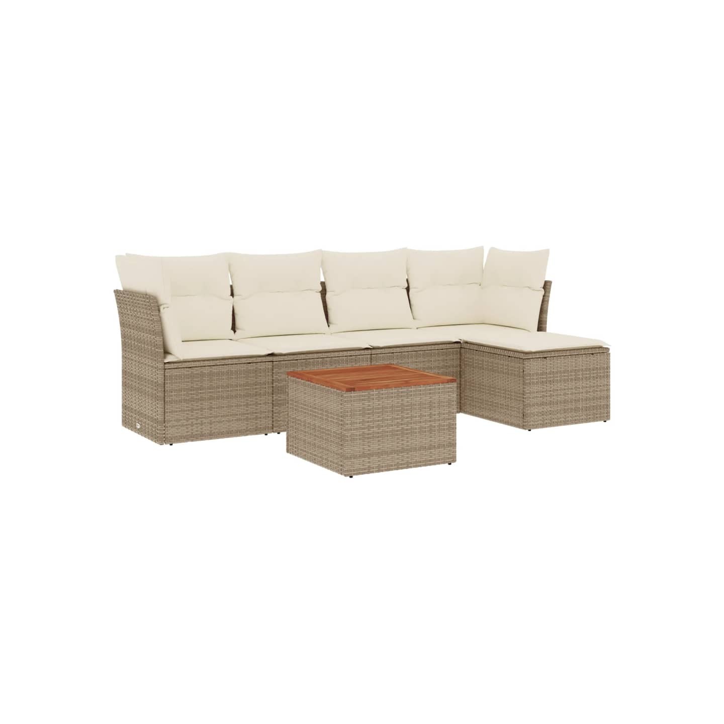 Salon de jardin avec coussins 6 pcs beige résine tressée