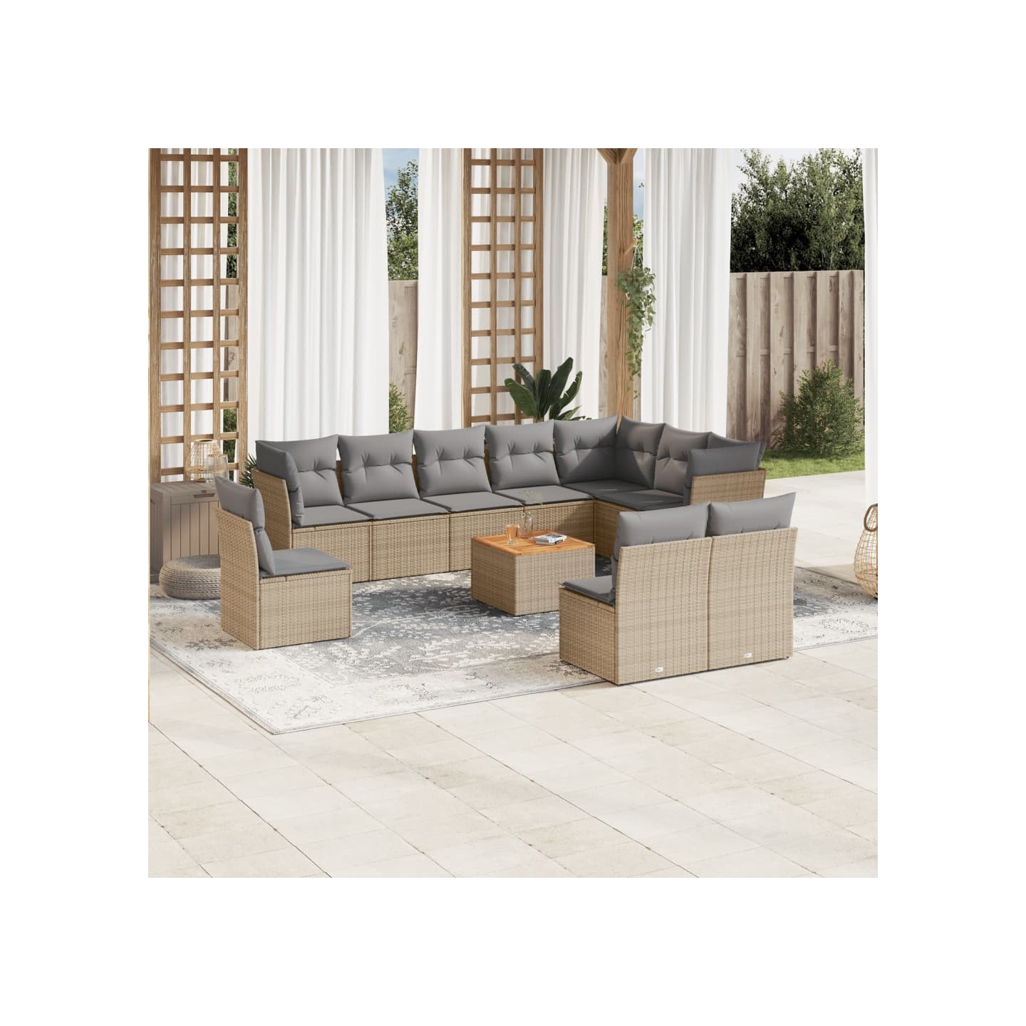 Patio Sofa Set 10 place Mix Beige and Light Grey