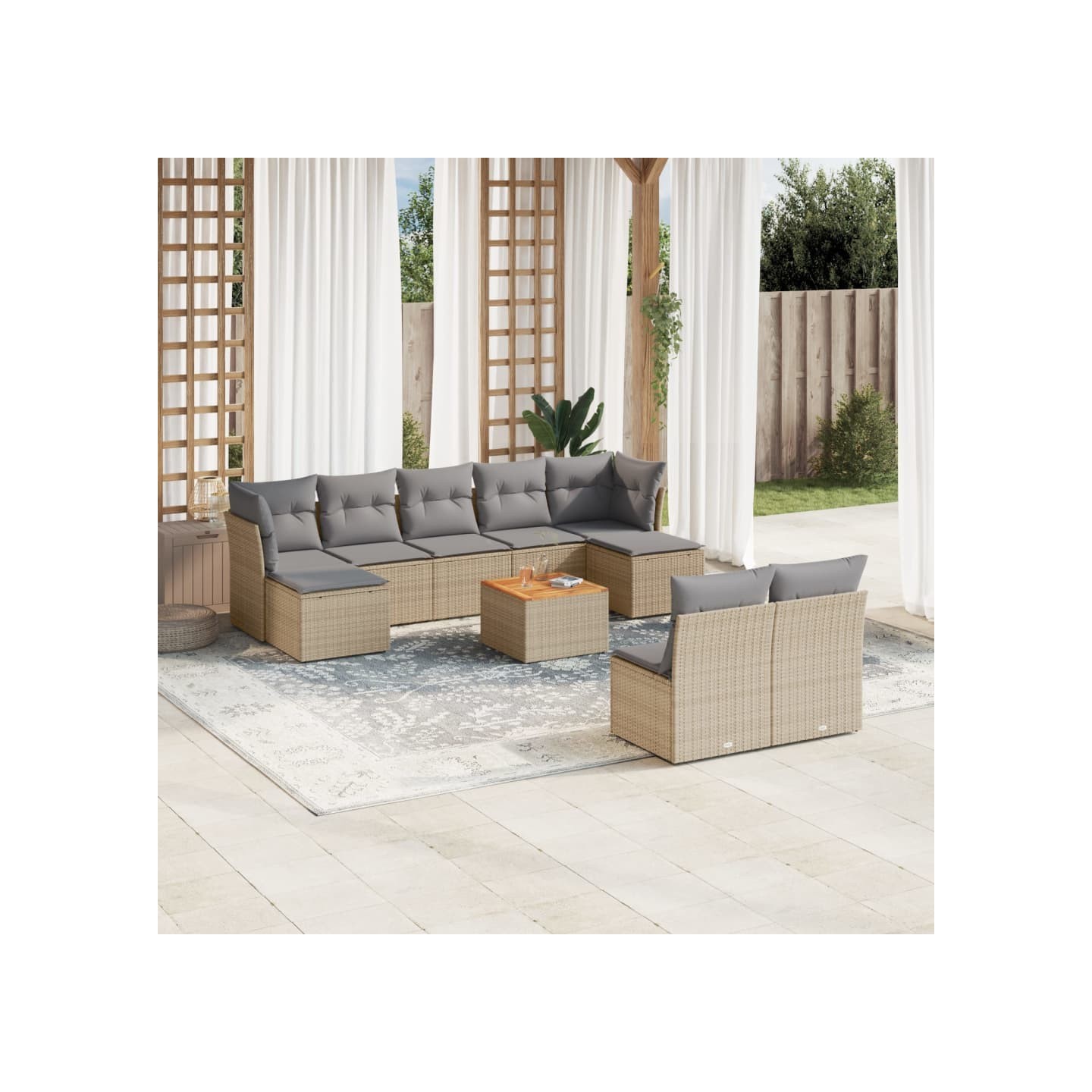 Patio Sofa Set 10 place Mix Beige and Light Grey