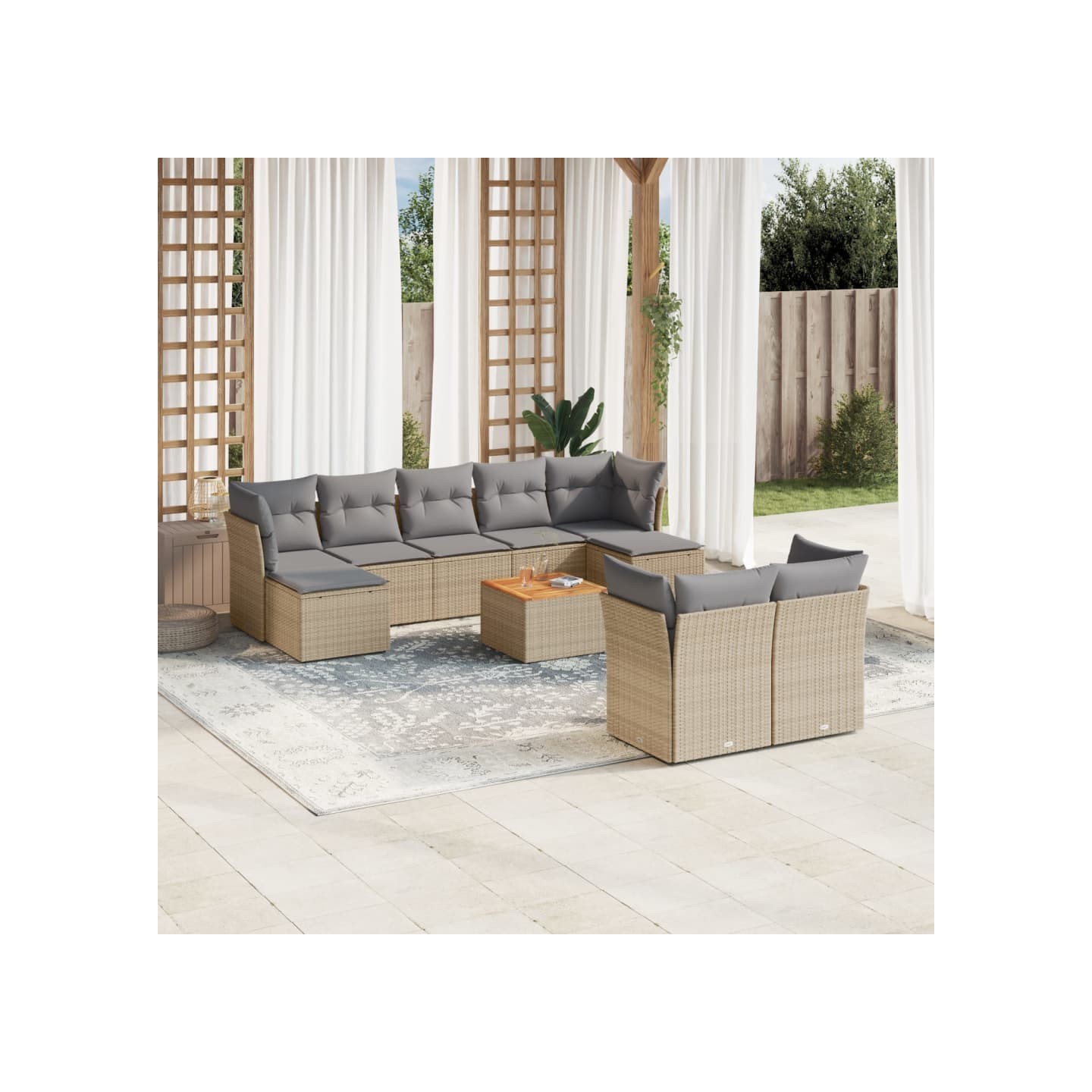 Patio Sofa Set 6 place Mélange de beige et de gris clair