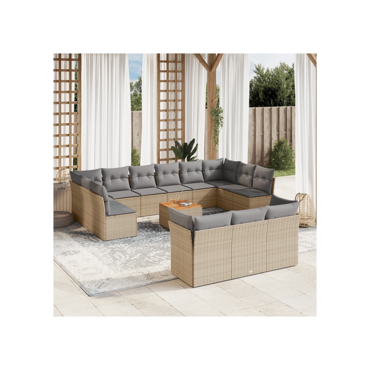 Patio Sofa Set 13 place Mélange de beige et de gris clair