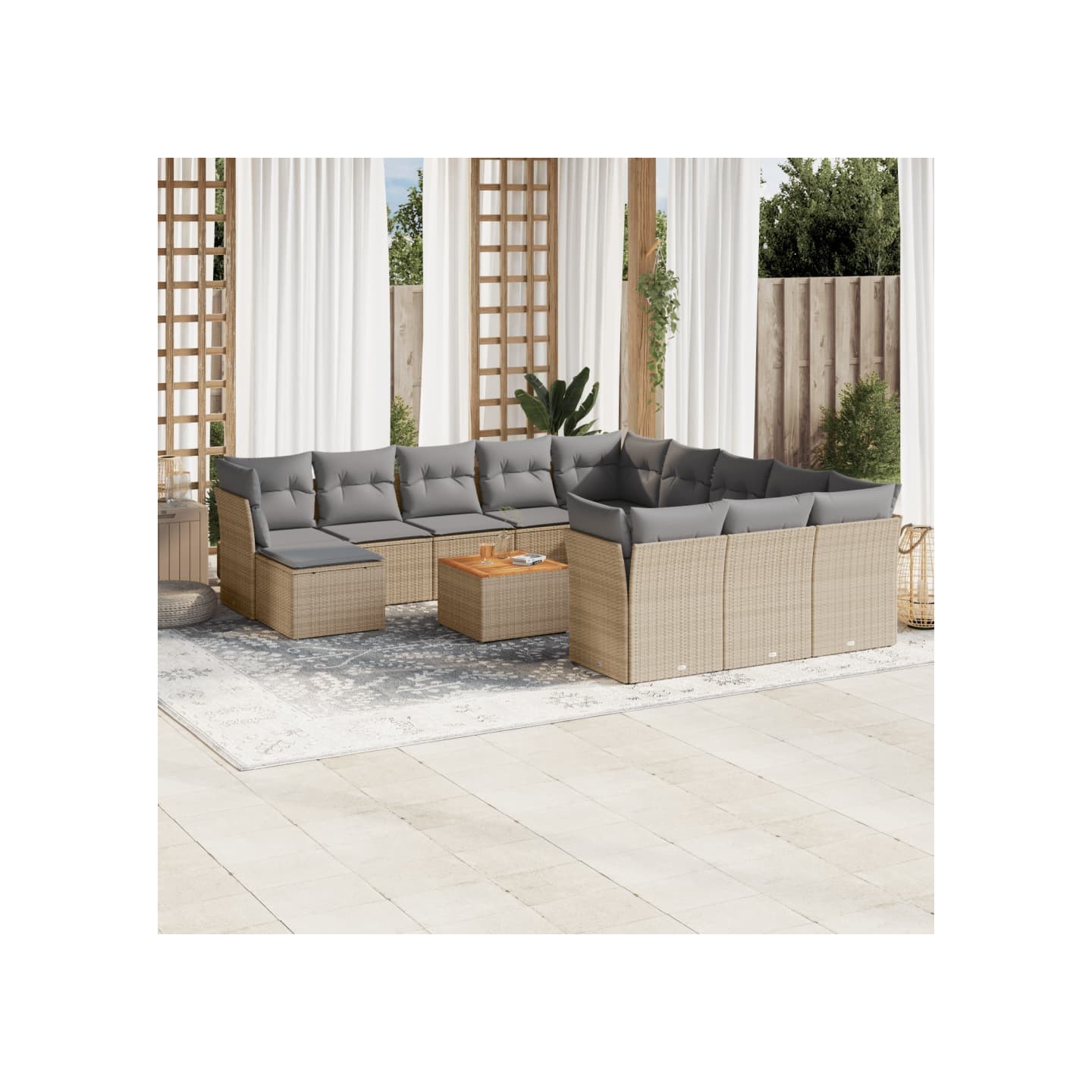 Patio Sofa Set 11 place Mélange de beige et de gris clair