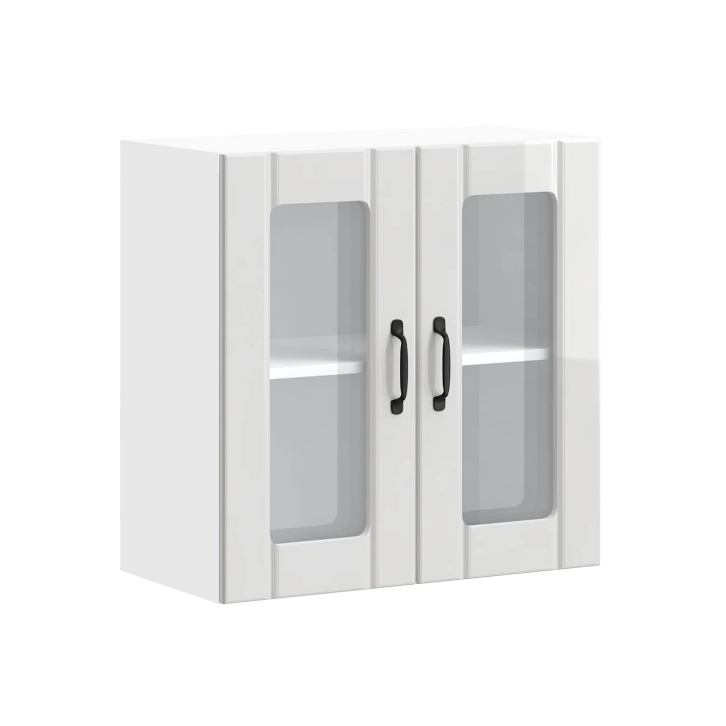 Armoire murale cuisine avec porte vitrée Lucca blanc brillant