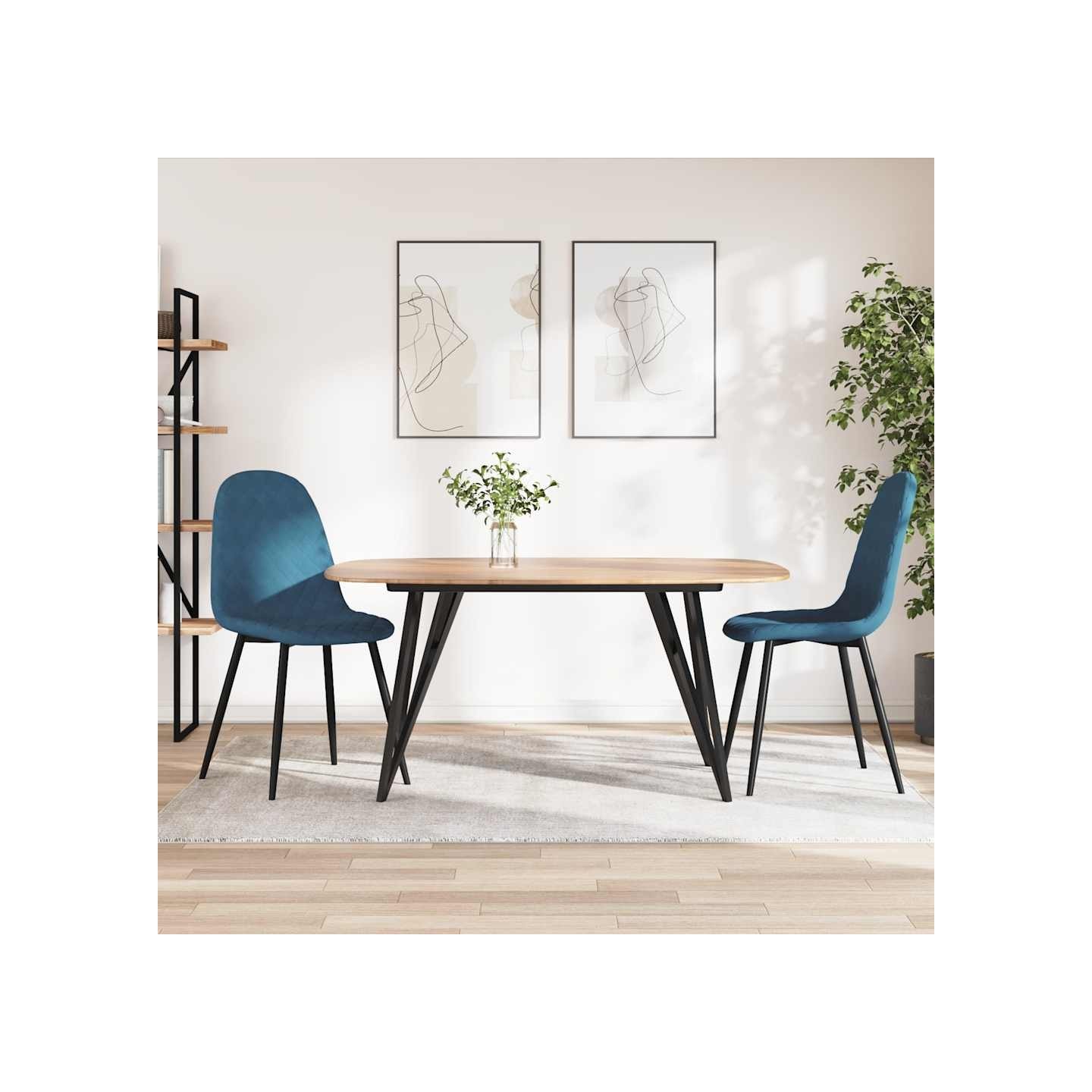 Chaises à manger lot de 2 Bleu Velours