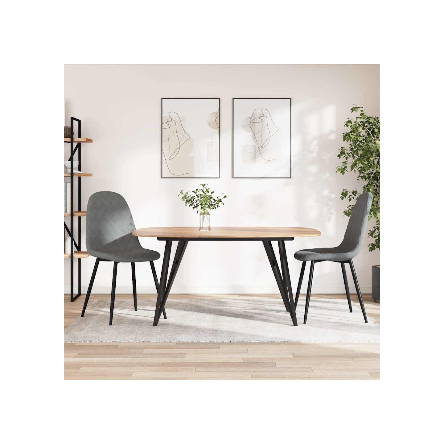 Chaises à manger lot de 2 Gris clair Velours