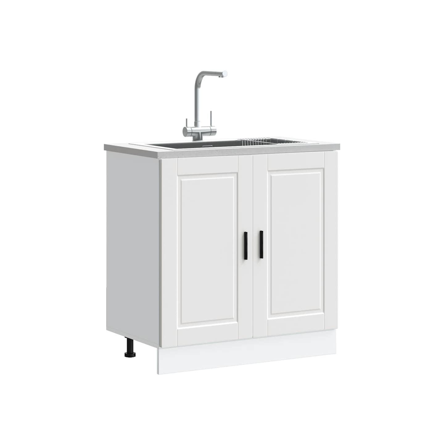 Meuble bas pour évier Porto blanc 80x46x81,5 cm bois ingénierie