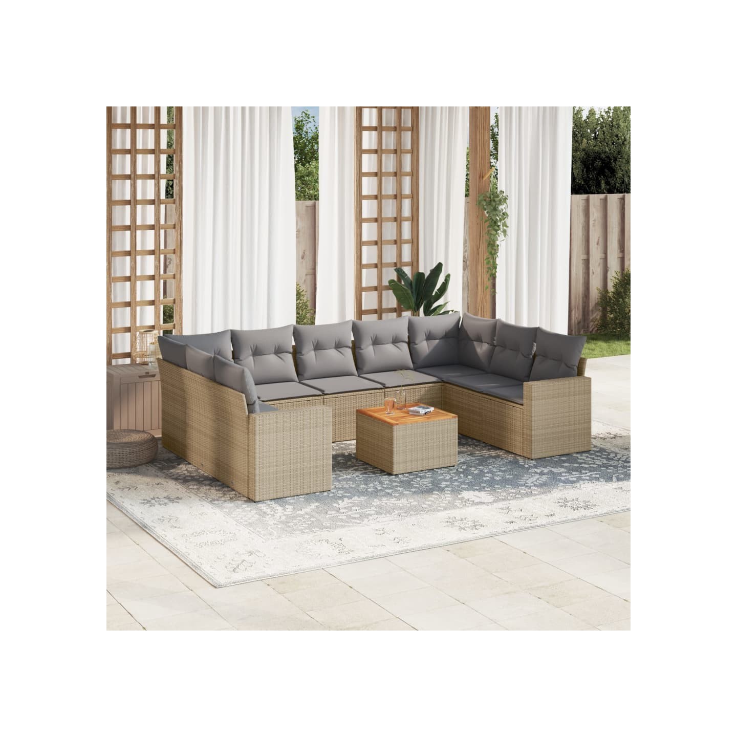 Patio Sofa Set Mélange de beige et gris