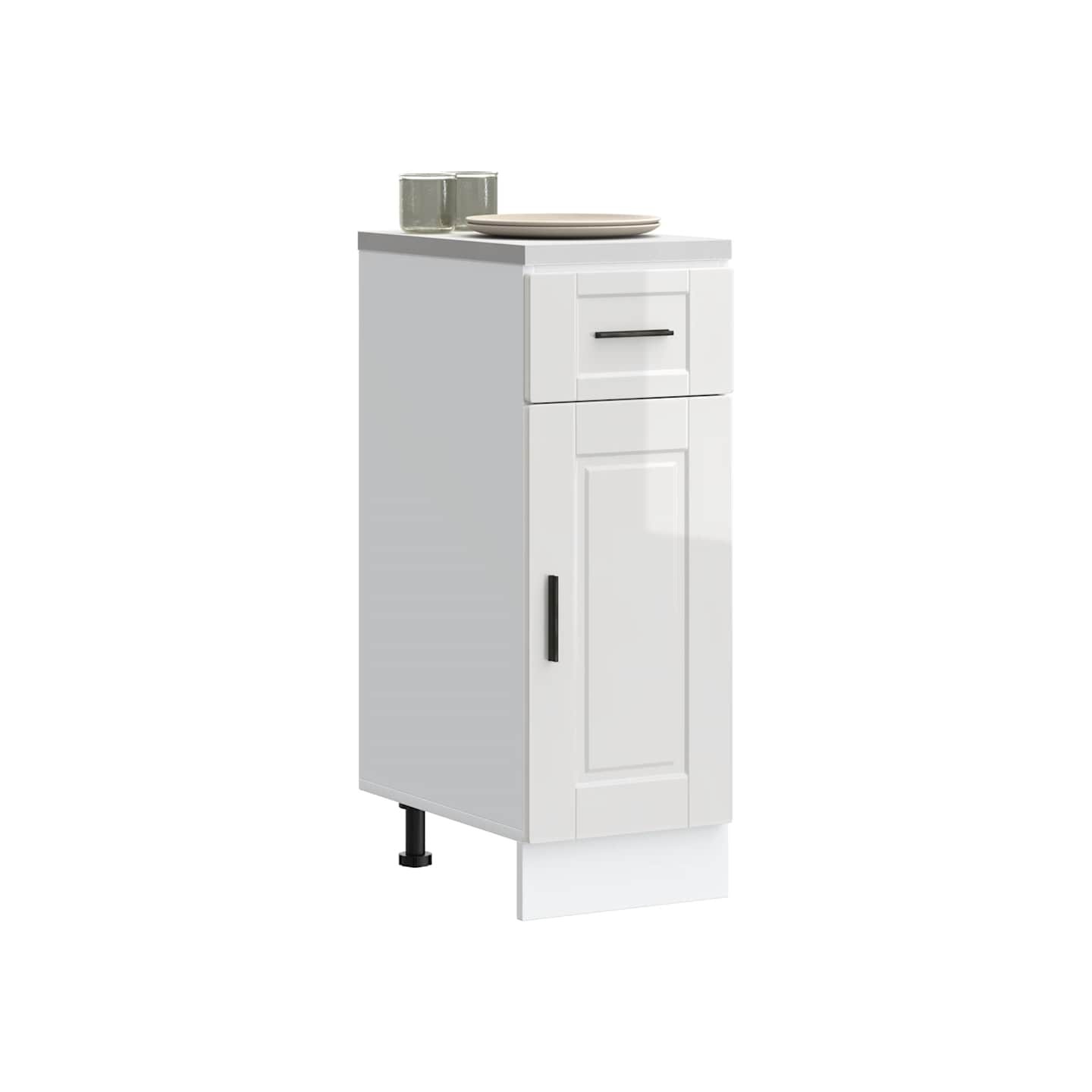 Armoire de cuisine Porto blanc brillant bois ingénierie