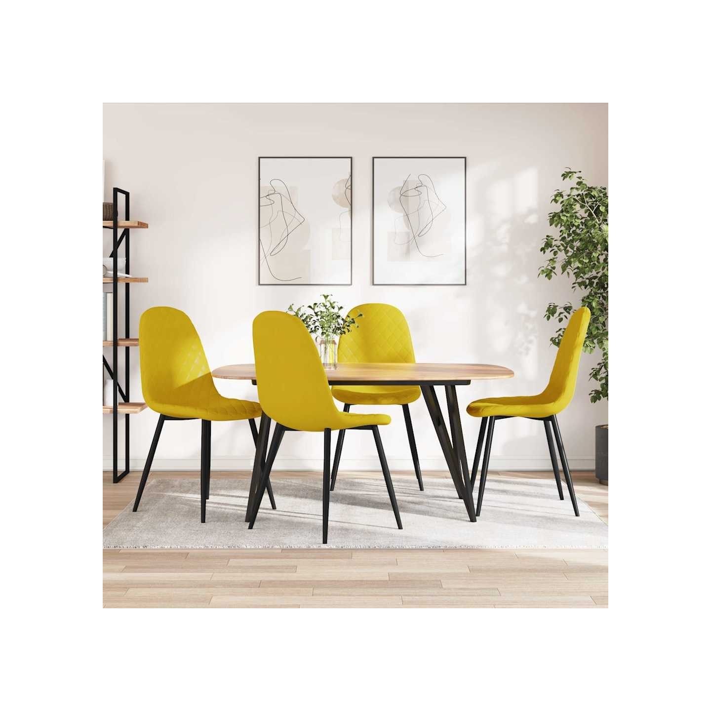 Chaises à manger lot de 4 Jaune moutarde Velours