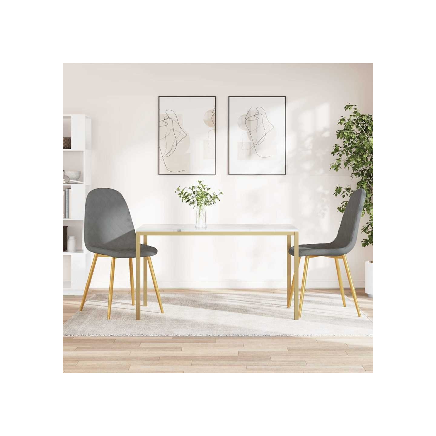 Chaises à manger lot de 2 Gris clair Velours