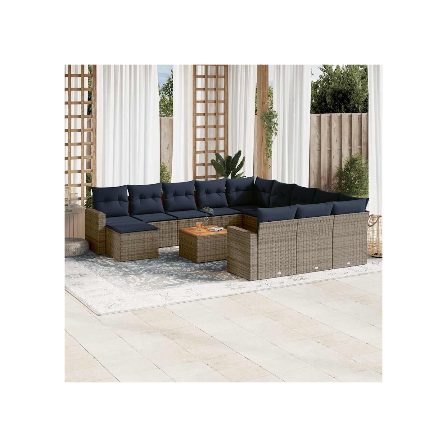 Ensemble de canapé de jardin 13 pcs avec coussins gris