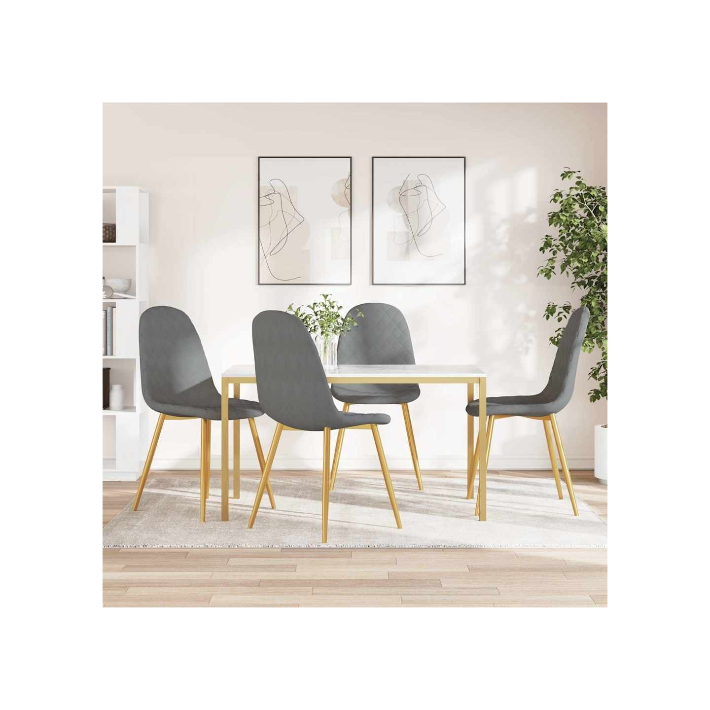 Chaises à manger lot de 4 Gris clair Velours