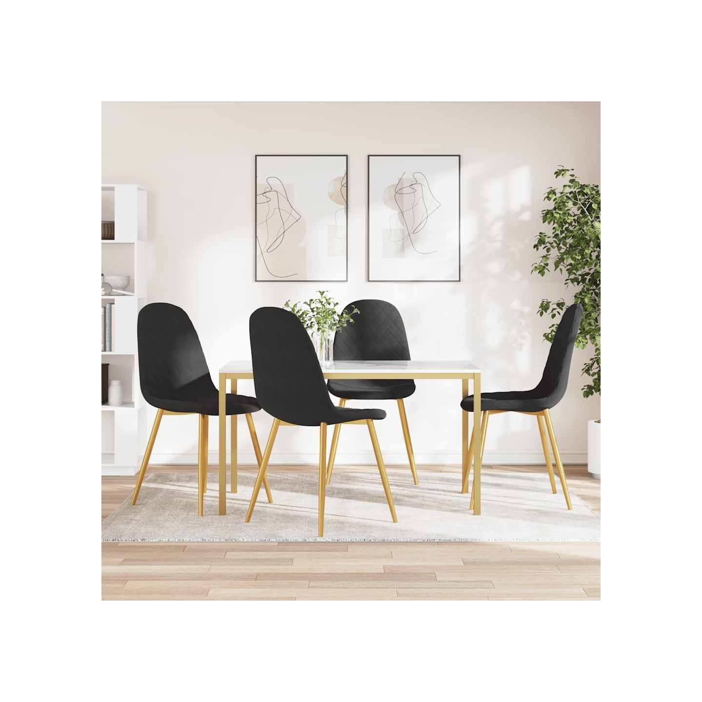 Chaises à manger lot de 4 Noir Velours