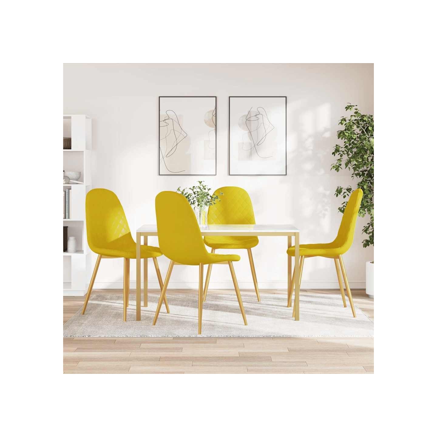 Chaises à manger lot de 4 Jaune moutarde Velours