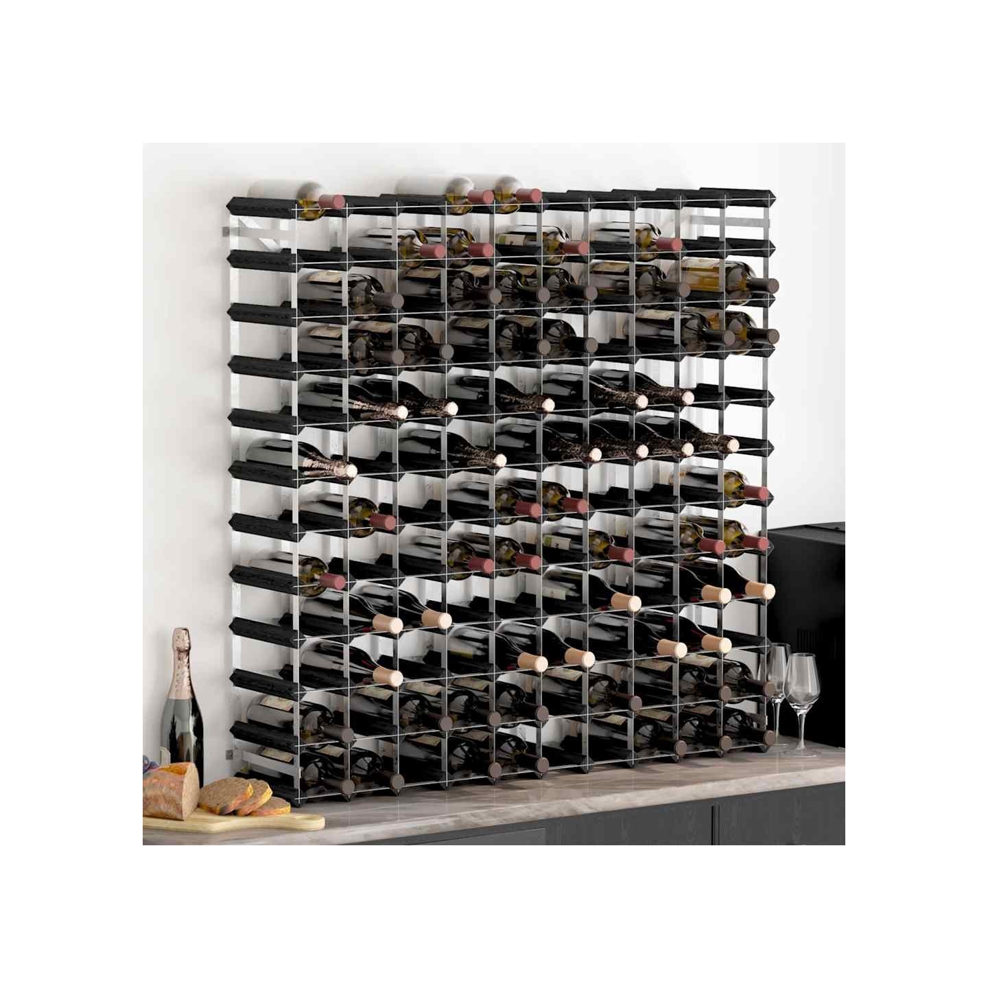 Casier à bouteilles pour 120 bouteilles Noir Bois de pin solide