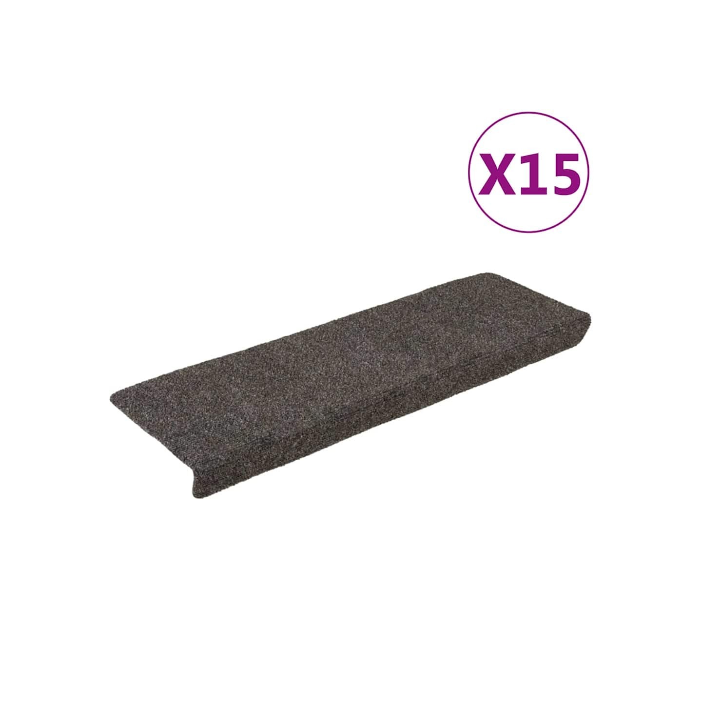 Tapis d'escalier autocollants 15 pièces 65 x 21 x 4 cm Anthracite Bord rectangulaire