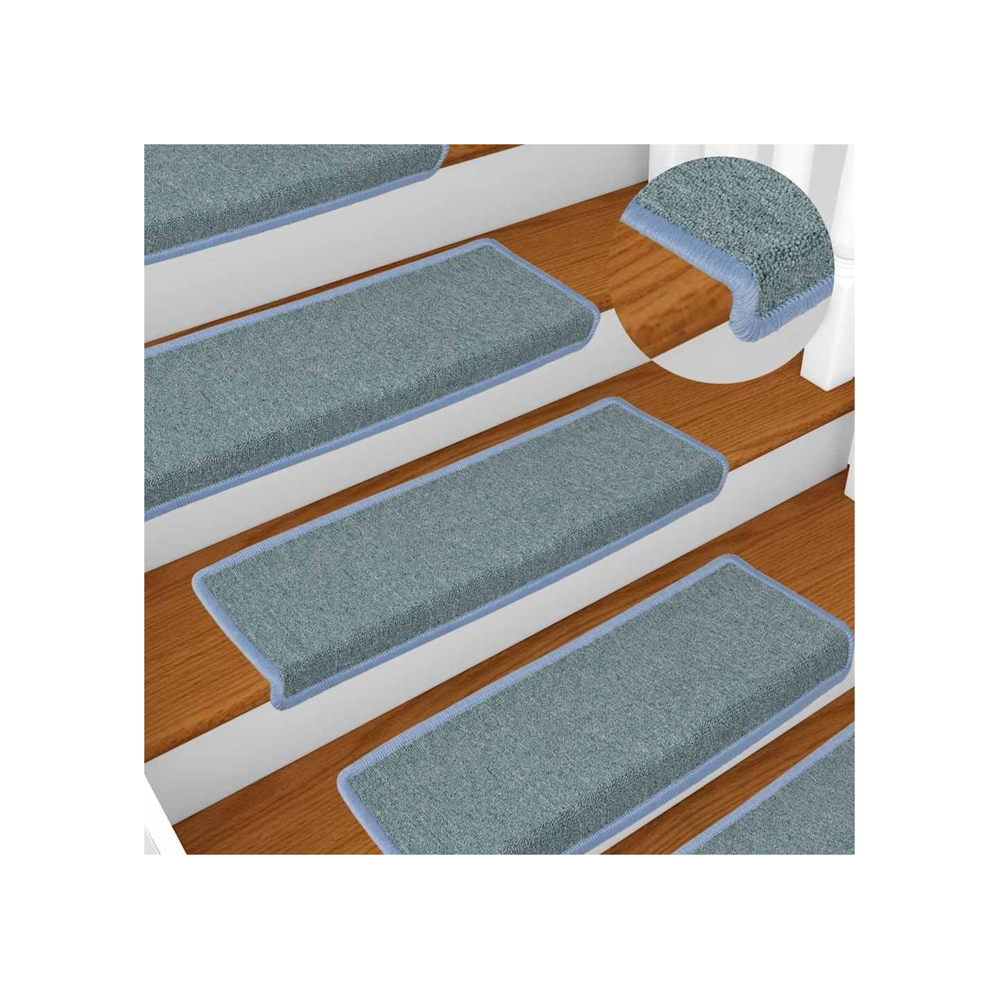 Tapis d'escalier 15 pièces 65x21x4 cm bleu mer