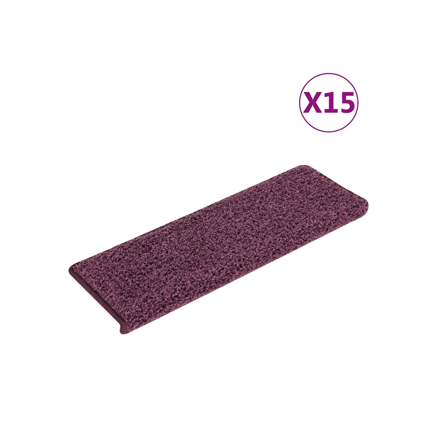 Tapis d'escalier 15 pièces 65x21x4 cm Violet foncé