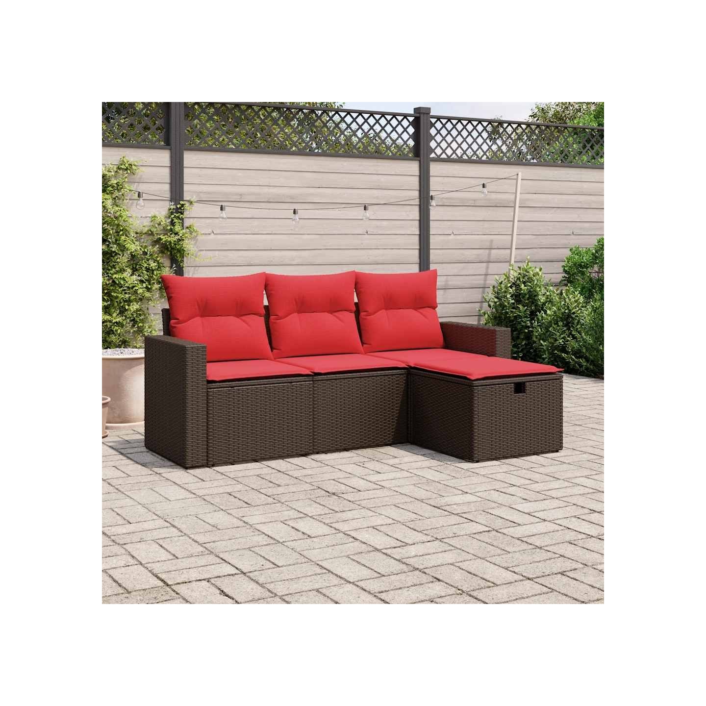 Ensemble de canapé de jardin 4 pcs avec coussins marron