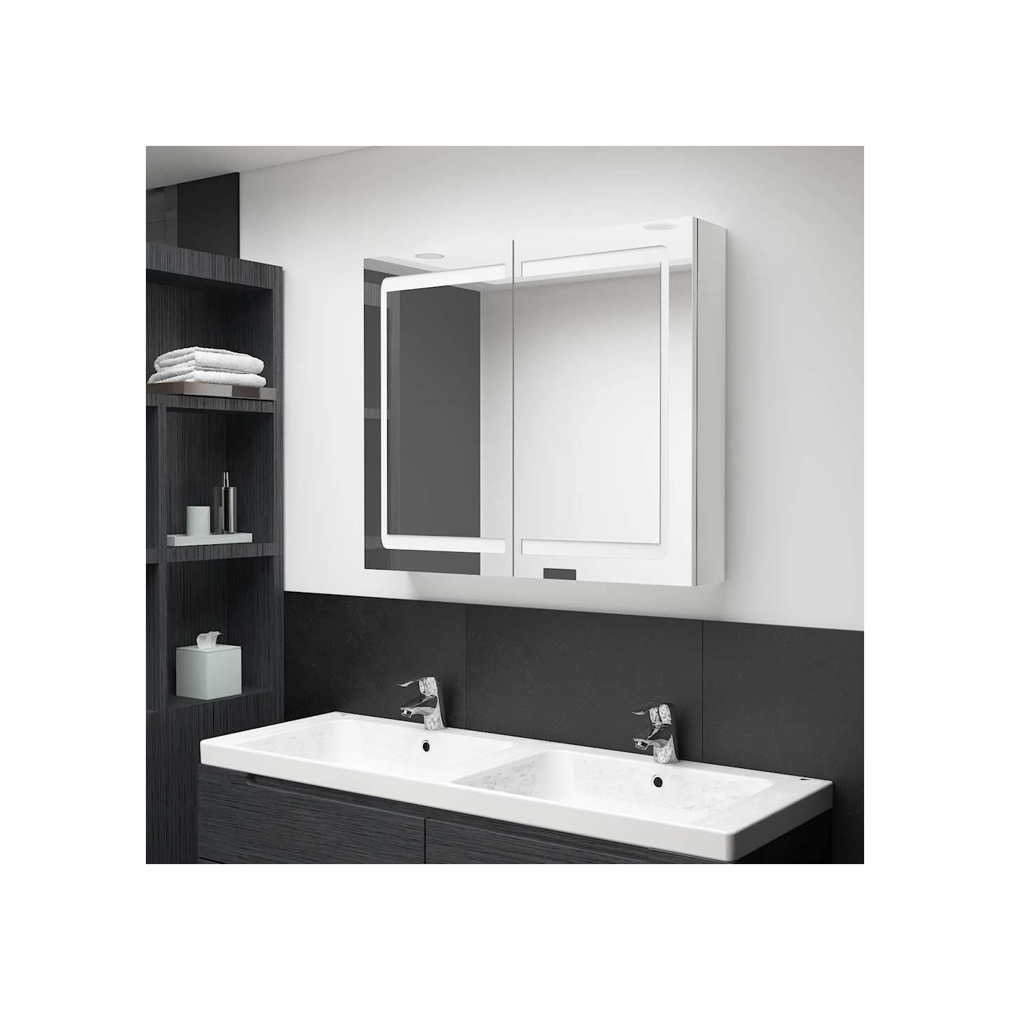 Amoire de salle de bain avec miroir Blanc brillant
