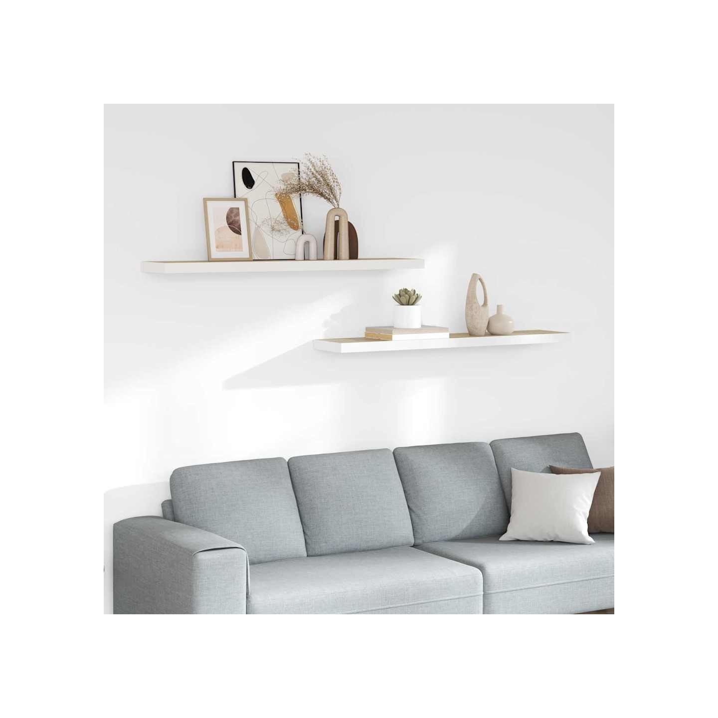 Étagères flottantes 2 pcs chêne et blanc 120x23,5x3,8 cm MDF