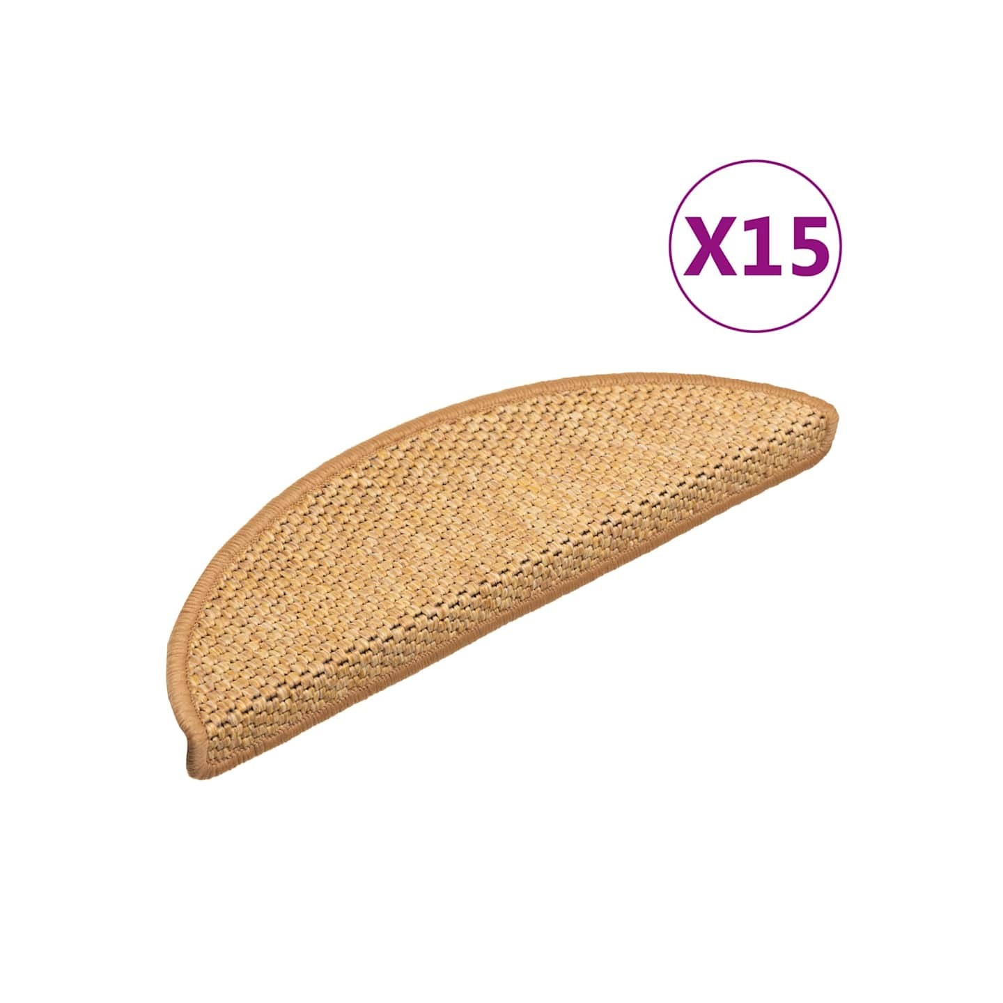 Tapis d'escalier autocollants aspect sisal 15 pcs 56x17x3 cm