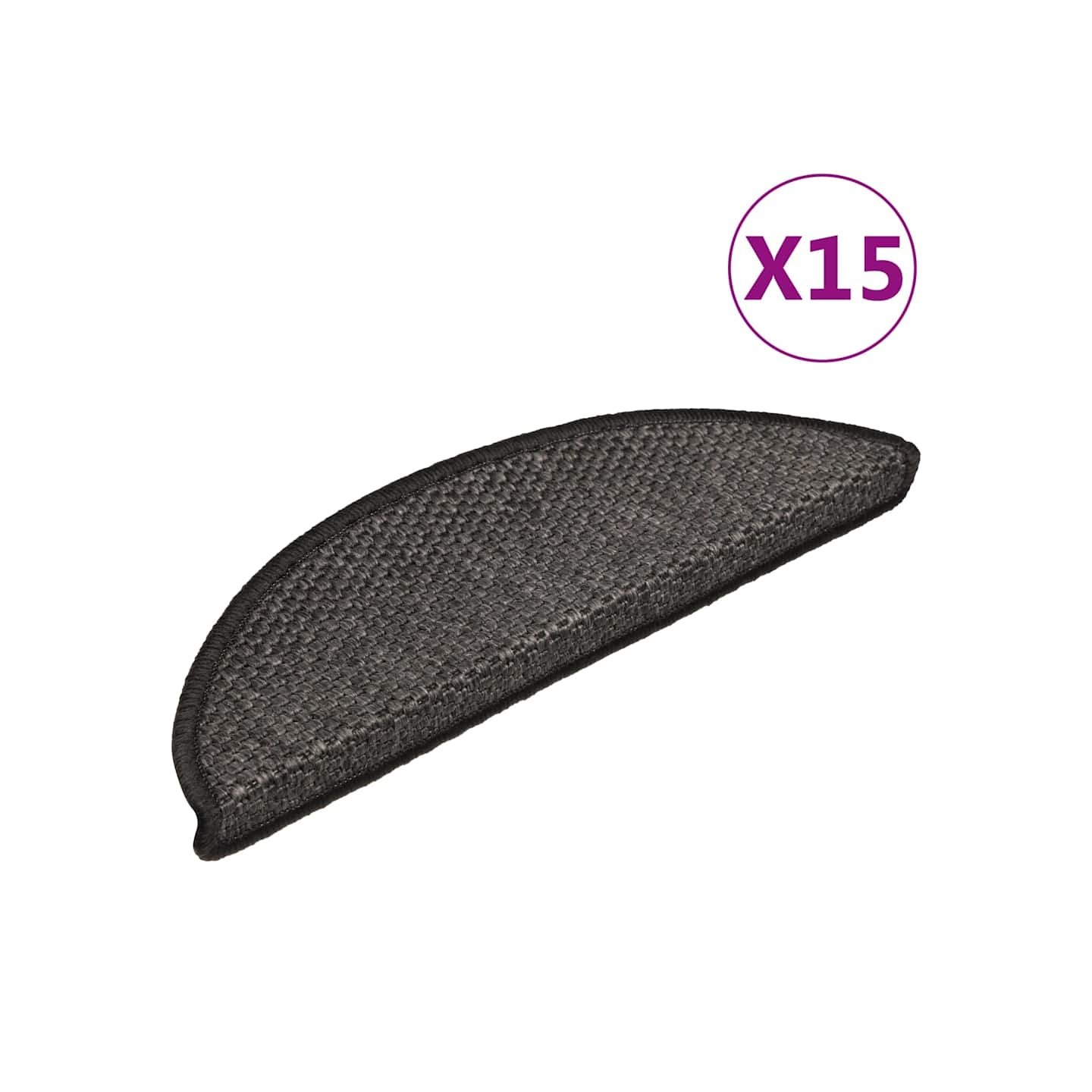 Tapis d'escalier autocollants 15 pcs 56x17x3 cm Anthracite