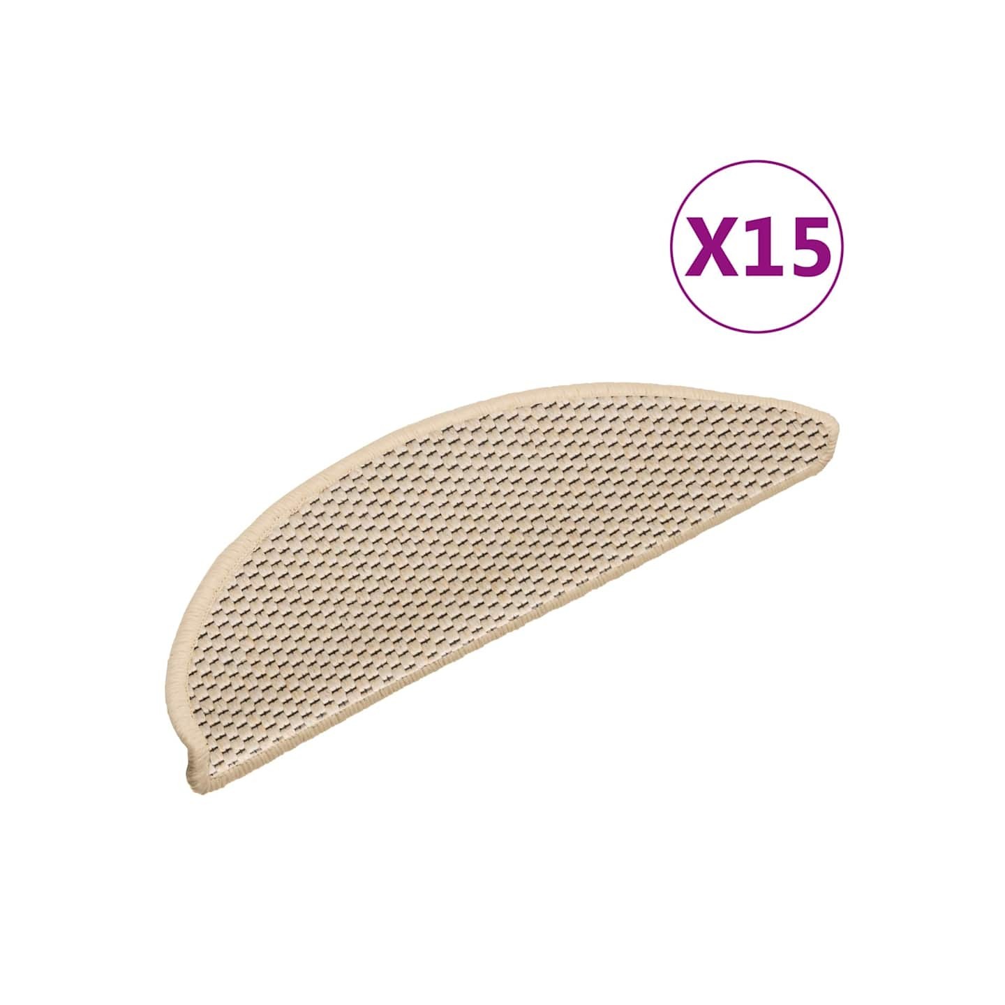 Tapis d'escalier autocollants aspect sisal 15 pcs 56x17x3 cm