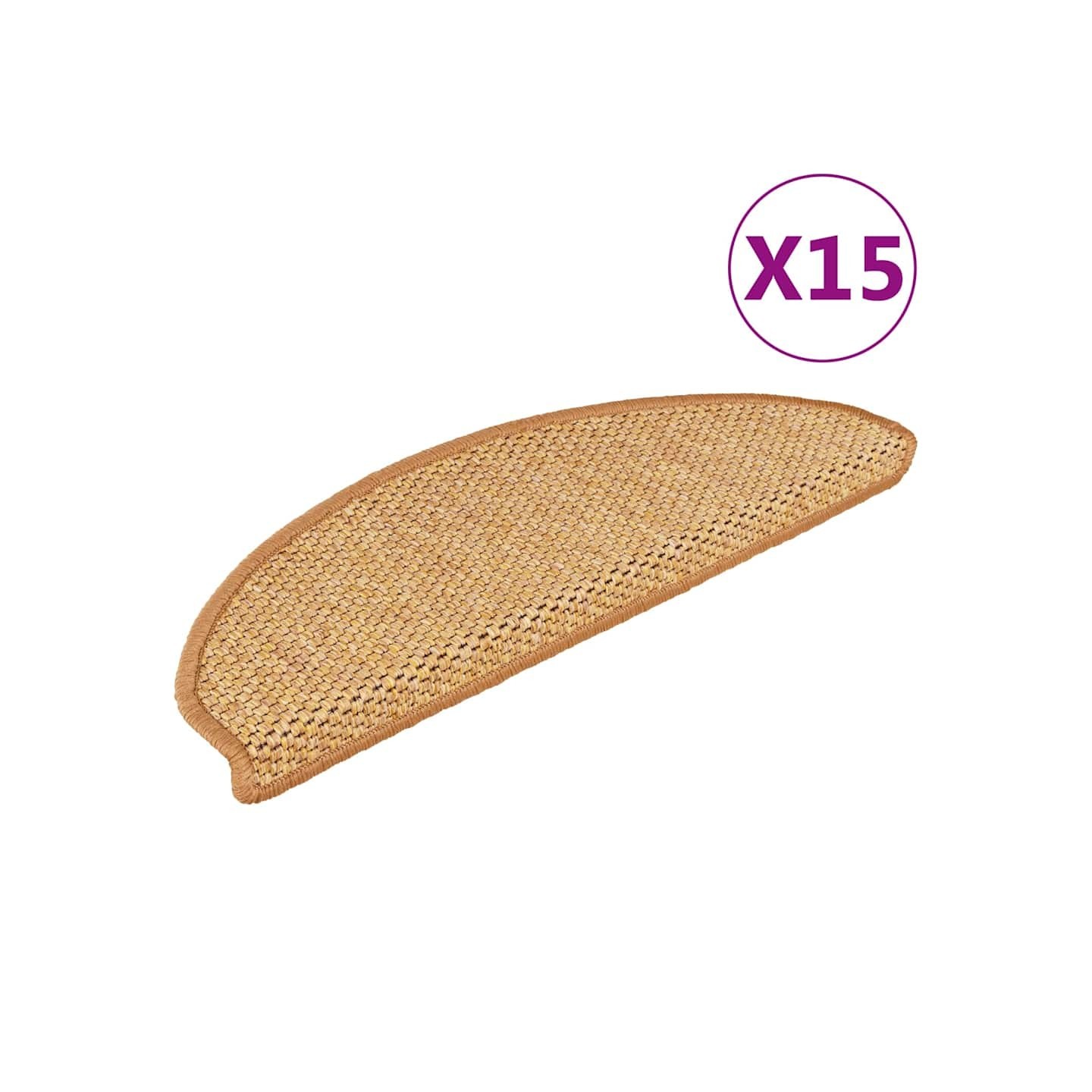 Tapis d'escalier autocollants aspect sisal 15 pcs 65x21x4 cm