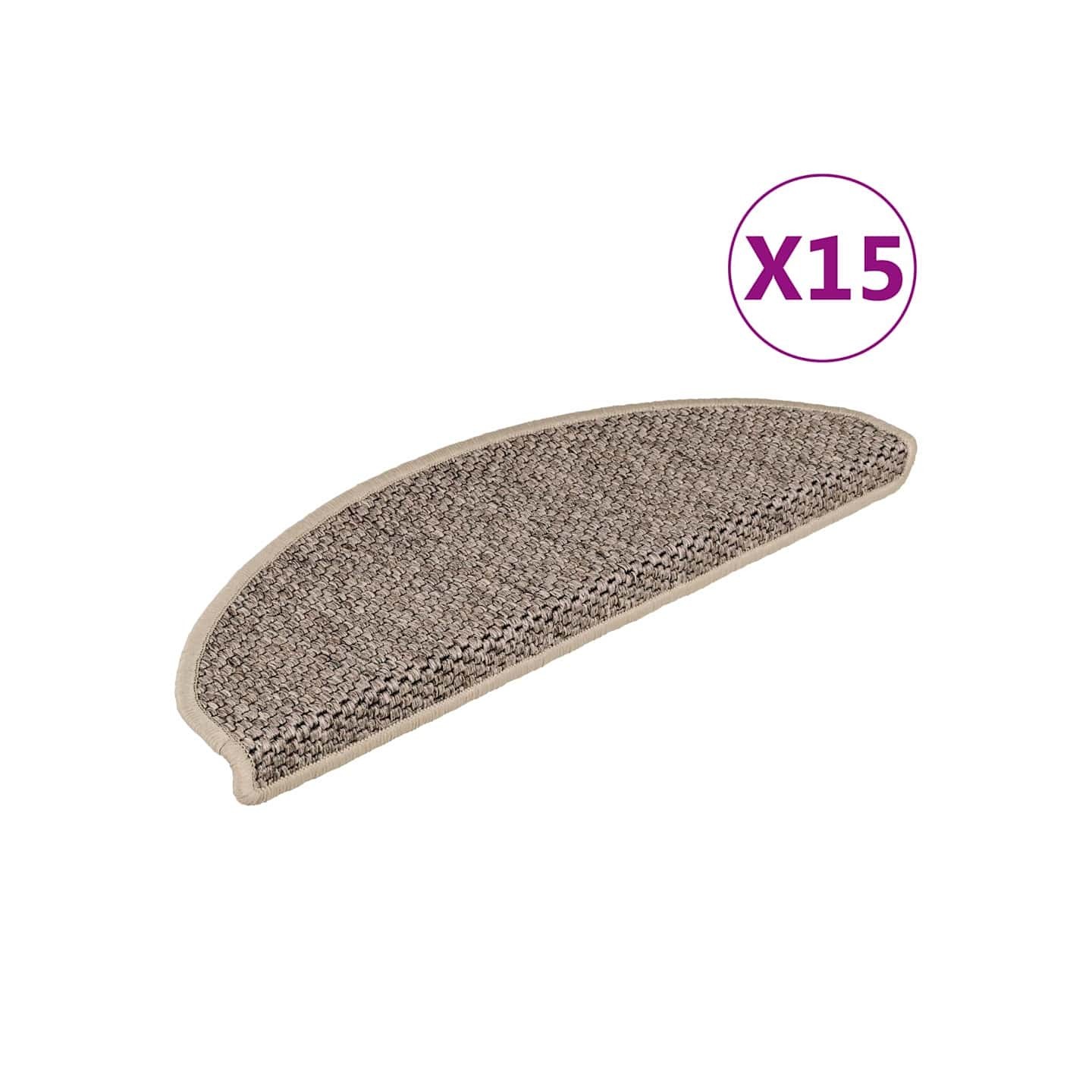 Tapis d'escalier autocollants 15 pcs 65x21x4 cm Beige foncé
