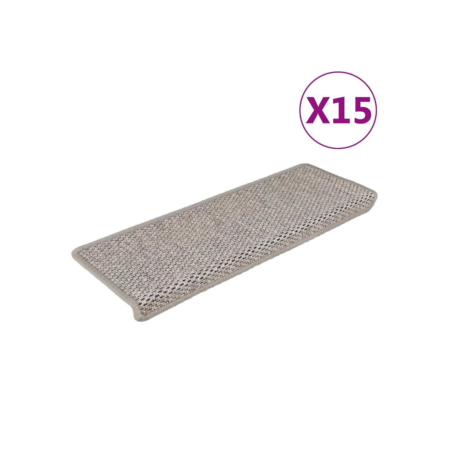 Tapis d'escalier autocollants 15 pcs 65x21x4 cm Argenté