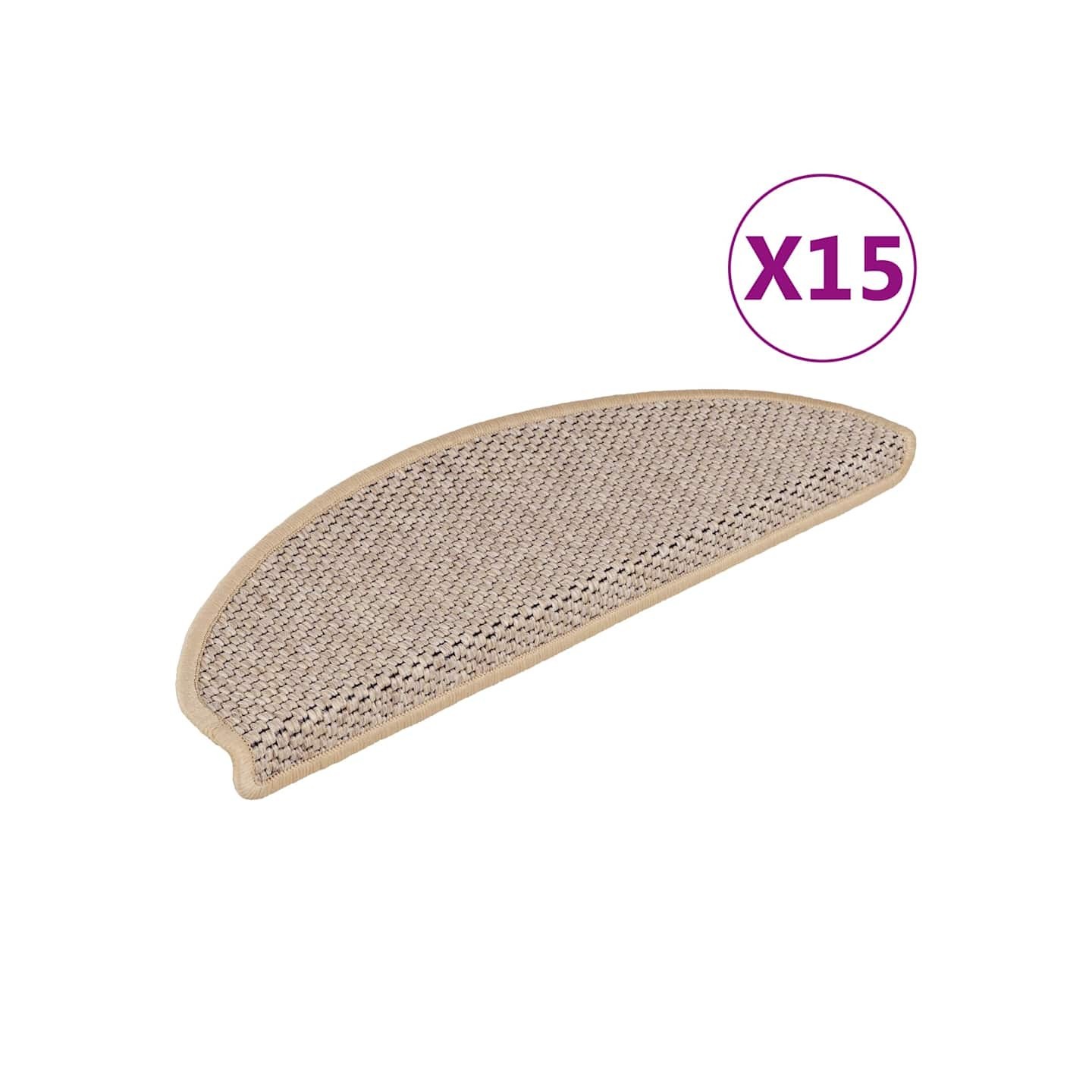 Tapis d'escalier autocollants 15 pcs 65x21x4 cm Beige clair